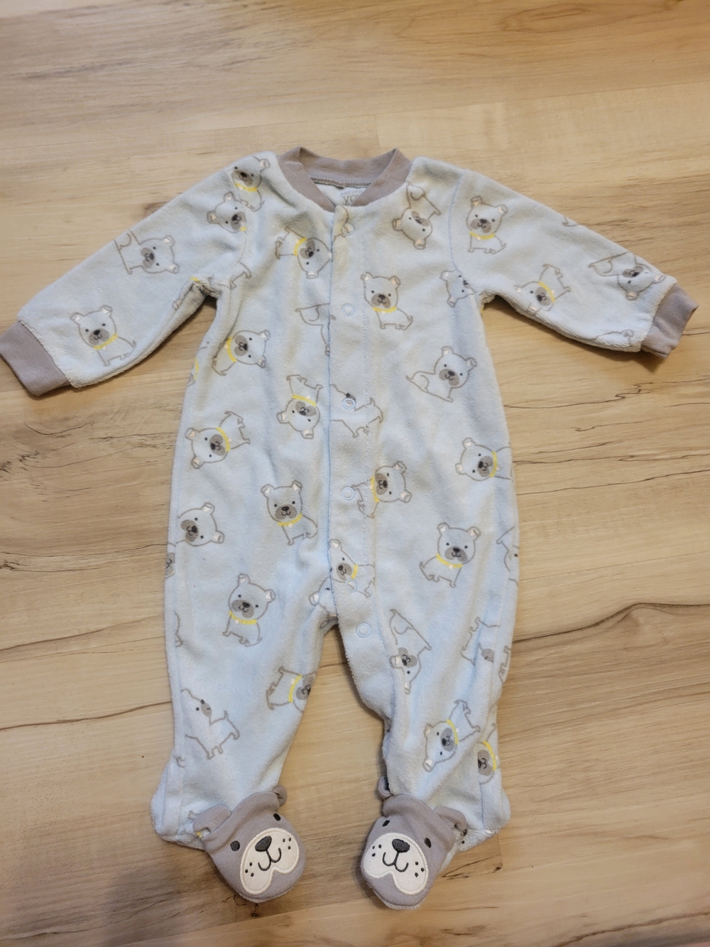 Cozy Bear Footed One-Piece - Cream and Taupe